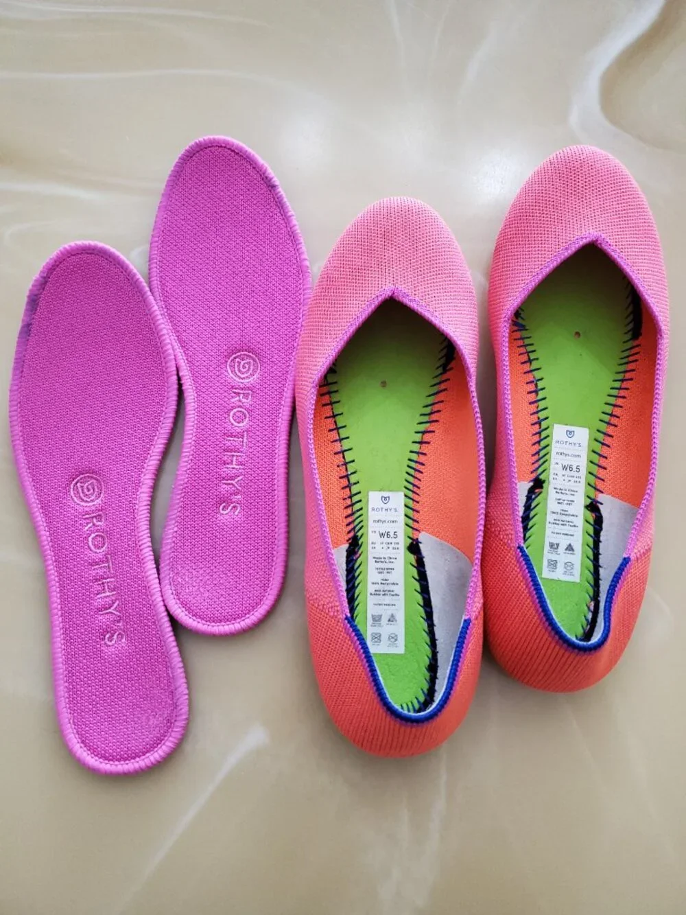 Rothy’s The Flat Tropical Pink Limited Edition Women’s Slip On Flats Size 6.5 - Picture 11 of 13